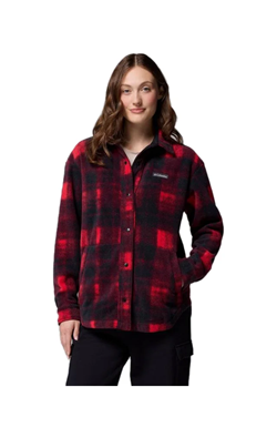 GIACCA CAMICIA IN PILE BENTON SPRINGS NERA E ROSSA